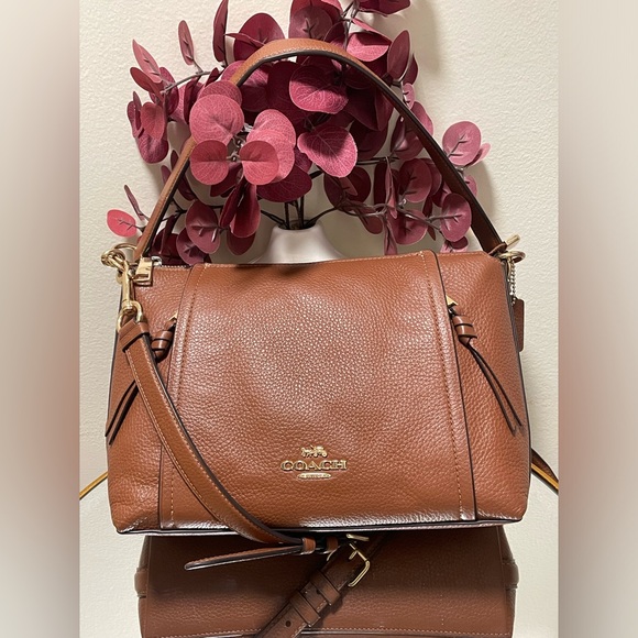 Like New Coach Genuine Leather medium size convertible bag shoulder brown cognac - Picture 3 of 13